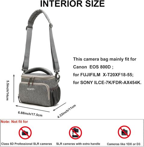 Camera Shoulder Bag,Small Gray Shockproof Canvas SLR/DSLR Mirrorless Crossbody Lens Case Purse,Compact Storage Messenger Bag for Sony A7,for Canon R Series(S) in Saudi Arabia