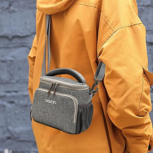 Camera Shoulder Bag,Small Gray Shockproof Canvas SLR/DSLR Mirrorless Crossbody Lens Case Purse,Compact Storage Messenger Bag for Sony A7,for Canon R Series(S) in Saudi Arabia