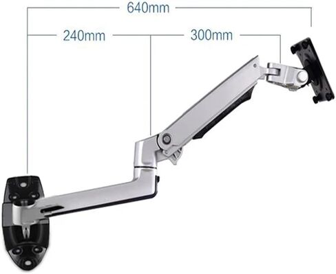 V62W-450 Wall Mount Full Motion Monitor Mount Arm Aluminum Mechanical Spring Arm Monitor Stand(Silver - 45cm Pole) in Saudi Arabia