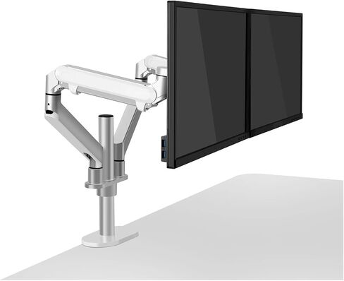 OL-2Z Desktop 17-32 Inch Dual Monitor Mounting Arm Full Motion Aluminum Monitor Stand Gas Spring Arm Load 2-8 kg/Arm(Silver Grey) in Saudi Arabia