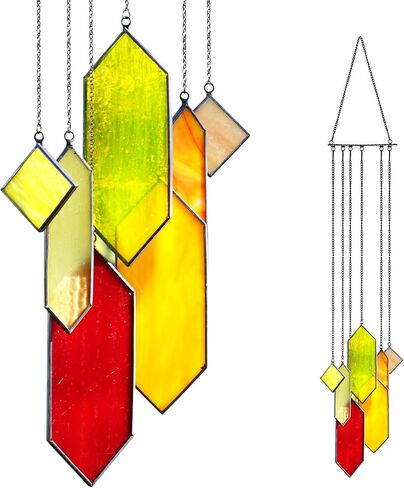 Sensory4u Stained Glass Suncatchers Window Hanging Wall Art Element Earth Tones Modern Design - 7 Piece Set in Saudi Arabia