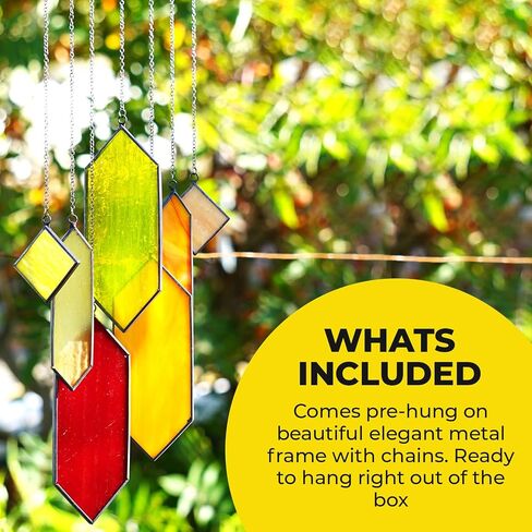 Sensory4u Stained Glass Suncatchers Window Hanging Wall Art Element Earth Tones Modern Design - 7 Piece Set in Saudi Arabia