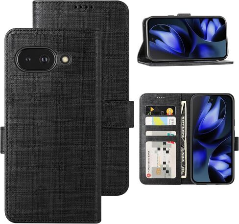 Foluu for Google Pixel 9a Wallet Case, PU Leather Flip Folio with [Shockproof TPU Inner Case], Kickstand Card Slots Ultra Slim Strong Magnetic Closure Cover for Google Pixel 9a 2025 (Black) in Saudi Arabia