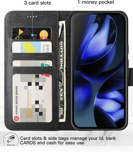 Foluu for Google Pixel 9a Wallet Case, PU Leather Flip Folio with [Shockproof TPU Inner Case], Kickstand Card Slots Ultra Slim Strong Magnetic Closure Cover for Google Pixel 9a 2025 (Black) in Saudi Arabia