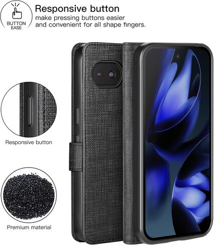 Foluu for Google Pixel 9a Wallet Case, PU Leather Flip Folio with [Shockproof TPU Inner Case], Kickstand Card Slots Ultra Slim Strong Magnetic Closure Cover for Google Pixel 9a 2025 (Black) in Saudi Arabia