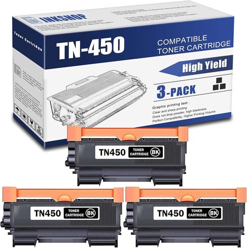 TN450 Compatible TN-450 Black High Yield Toner Cartridge Replacement for Brother TN-450 HL-2270dw Intellifax 2840 HL-2132 Toner (2 Pack). in Saudi Arabia