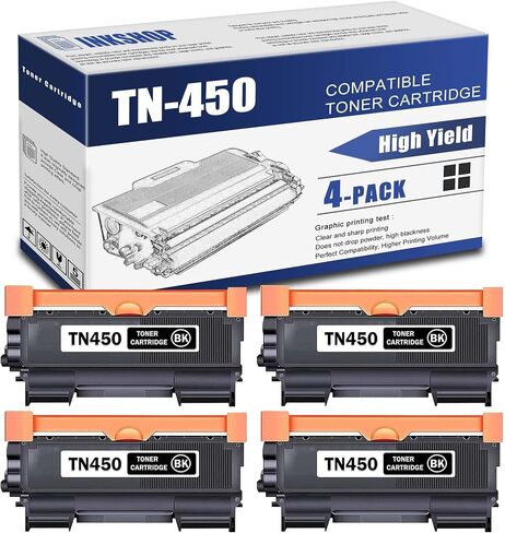 TN450 Compatible TN-450 Black High Yield Toner Cartridge Replacement for Brother TN-450 HL-2270dw Intellifax 2840 HL-2132 Toner (2 Pack). in Saudi Arabia