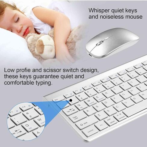 UrbanX Plug and Play Compact Rechargeable Wireless Bluetooth Full Size Keyboard and Mouse Combo for iPad mini (2021) - Windows, macOS, iPadOS, Android, PC, Mac, Laptop, Smartphone, Tablet -Black in Saudi Arabia