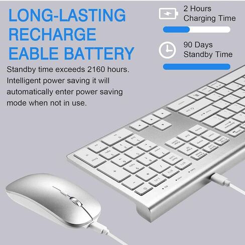 UrbanX Plug and Play Compact Rechargeable Wireless Bluetooth Full Size Keyboard and Mouse Combo for iPad mini (2021) - Windows, macOS, iPadOS, Android, PC, Mac, Laptop, Smartphone, Tablet -Black in Saudi Arabia