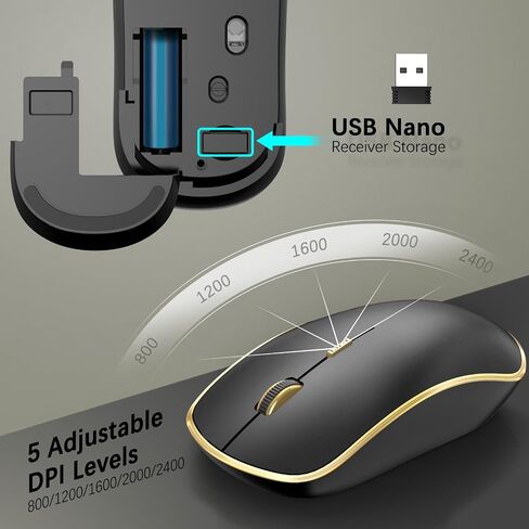 JOYACCESS Black Gold Wireless Keyboard Mouse,Ergonomic Cordless Keyboard with Phone Holder and Wrist Rest, Comfortable and Quiet Wireless Keyboard and Mouse for Laptop,Computer,PC in Kuwait