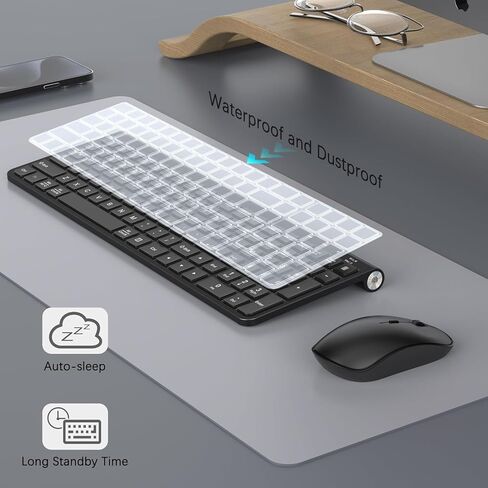 JOYACCESS Black Gold Wireless Keyboard Mouse,Ergonomic Cordless Keyboard with Phone Holder and Wrist Rest, Comfortable and Quiet Wireless Keyboard and Mouse for Laptop,Computer,PC in Kuwait