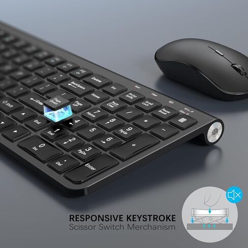 JOYACCESS Black Gold Wireless Keyboard Mouse,Ergonomic Cordless Keyboard with Phone Holder and Wrist Rest, Comfortable and Quiet Wireless Keyboard and Mouse for Laptop,Computer,PC in Kuwait