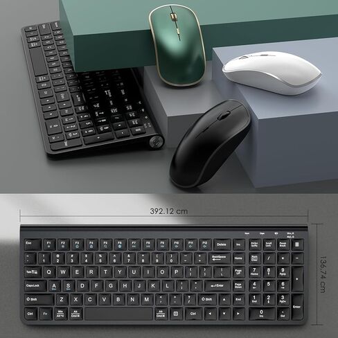 JOYACCESS Black Gold Wireless Keyboard Mouse,Ergonomic Cordless Keyboard with Phone Holder and Wrist Rest, Comfortable and Quiet Wireless Keyboard and Mouse for Laptop,Computer,PC in Kuwait