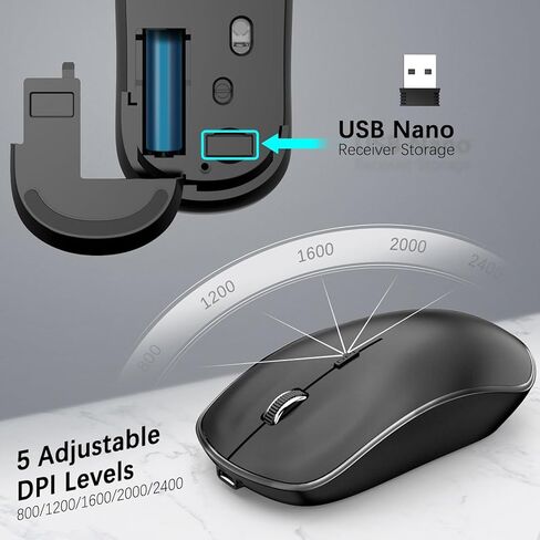 JOYACCESS Black Gold Wireless Keyboard Mouse,Ergonomic Cordless Keyboard with Phone Holder and Wrist Rest, Comfortable and Quiet Wireless Keyboard and Mouse for Laptop,Computer,PC in Kuwait