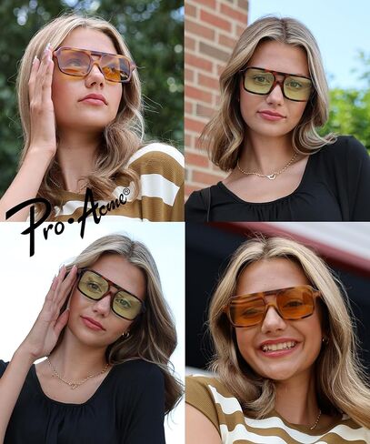 نظارة شمسية Pro Acme Retro 70s Square Aviator للنساء والرجال بظلال عصرية مسطحة كلاسيكية in Kuwait