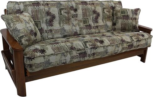 Blazing Needles Patterned Tapestry Double Corded 8" to 9" Futon Cover Set with 2 Throw Pillows (Set of 3), Full, Checkered Scroll in Saudi Arabia