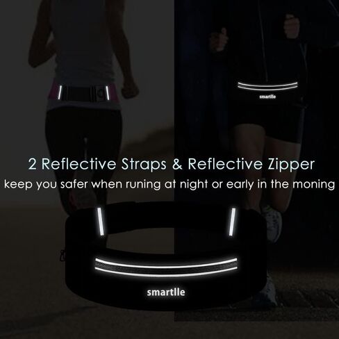 Running Belt Fanny Pack, Adjustable Waist Pack Reflective Fitness Workout Belt Fits with 3 Pouches for All Mobile Phones，Fitness Workout Belt in Running Jogging Hiking Cycling Climbing… in Saudi Arabia