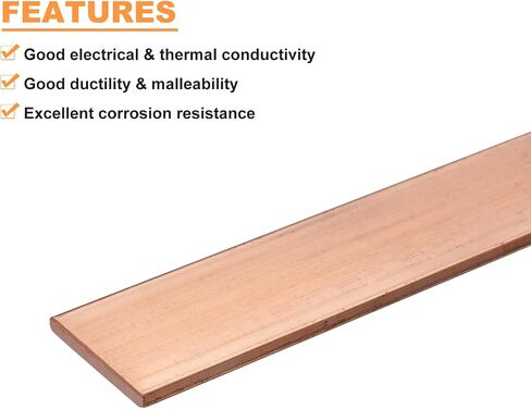 uxcell Copper Flat Bar, 0.08" Thickness x 0.47" Width x 7.87" Length Copper Bus Bar Stock Plate Mill for Electrical (2mm x 12mm x 200mm) in Saudi Arabia
