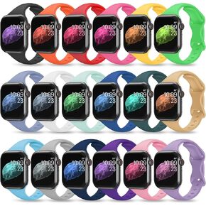 18 Pack Slim Bands Compatible with Apple Watch Band 49mm 46mm 45mm 44mm 42mm 41mm 40mm 38mm for Women Men, Sport Silicone Thin Narrow Strap for iWatch Series Ultra 10 9 8 SE 7 6 5 4 3 2 1