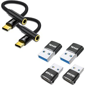 Envel USB C محول سماعة الرأس الأسود ، USB C إلى محول USB ، 4 حزمة USB 3.0 ذكر إلى محول OTG أنثى USB