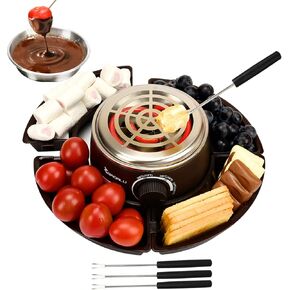 BADALU 2 in 1 Electric S'mores Maker & Fondue Pot, Tabletop Indoor S'mores Maker Kit with 4 Roasting Forks & 1 Flameless Temperature-controlled Heater,Housewarming Christmas Gifts,Family Gifts