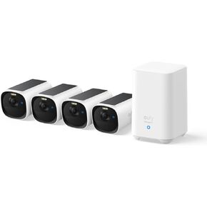 eufy Security eufyCam E40 4-Cam Kit (HomeBase 2), Outdoor Wireless Solar Security Camera, 2K Resolution with Integrated Solar Panel, MaxColor Night Vision, Expandable Local Storage, No Monthly Fee