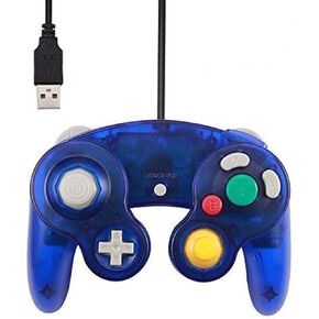 5.8-Foot Classic USB Wired NGC Controller Gamepad for Gamecube Windows PC MAC (1 Pack) (Clear Blue)