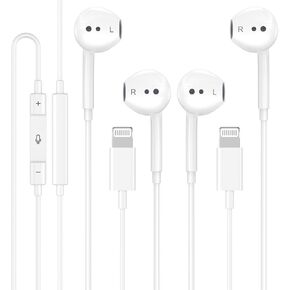 2 حزم سماعات الرأس السلكية لسماعات الأذن iPhone معتمدة من الميكروفون المدمج والتحكم في مستوى الصوت سماعات الرأس سماعات الهاتف المتوافقة مع iPhone 14/13/11/11/XR/XS/X/8/7/SE/PRO/PRO MAX