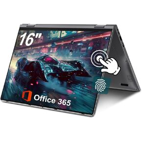 jumper 16 inch Convertible Laptop, 2 in 1 Laptop Computer with 16GB RAM 1152GB Storage, IPS FHD 360 Degree Touchscreen, Fingerprint Reader, Backlit Keyboard, Celeron N5095, 1 Year Office 365