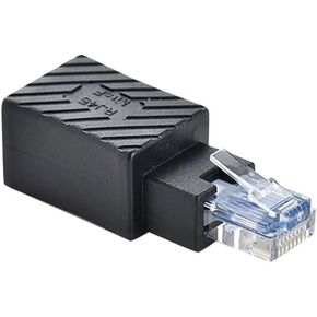 1PCS RJ45 ذكر إلى محول الإناث 90 درجة محول تمديد CAT5 CAT6 LAN Ethernet Network Cable موصل الموصل (E)
