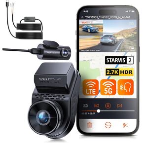 Vantrue S1 Pro 2.7K Front and Rear 5G Wi-Fi Dash Cam, 1944P Dual Hidden Dash Camera for Cars, STARVIS 2, Voice Control with Hardwire Kit