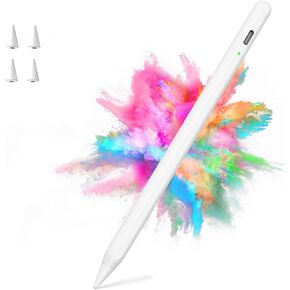 Stylus Pen for iPad 6th-11th Generation-Fast Charge Active Pencil Palm Reject Compatible with 2018-2025Apple iPad mini 5/6 Gen&iPad Pro 11"/12.9"/M4&iPad Air 3/4/5/M2/M3-White