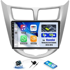6+128G 8 Core Android Car Stereo for Hyundai Verna Accent Solaris 2010-2016 with Wireless CarPlay Android Auto, 9" Touchscreen in Dash GPS Radio with WiFi Mirror Link Bluetooth FM RDS EQ Backup Camera