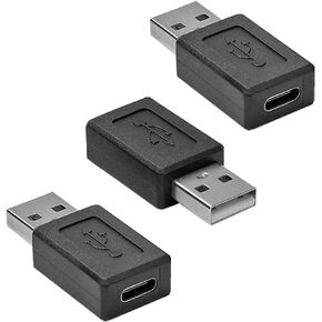 USB 2.0 C Female to USB-A Male Adapter, USB 2.0, 3 Pack, Black