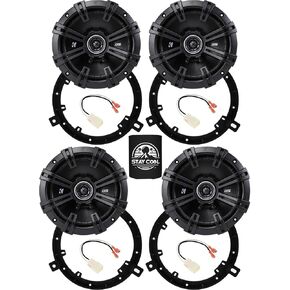 KICKER Speakers 6.5 inch for Jeep Liberty 2002-2012 Upgrade Kit - 4 Pack of DS Series with Adapters and Harness, Coaxial 6 1/2 Car Audio Front and Rear Door Speaker DSC6504, 43DSC6504