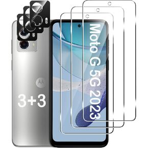LYWHL for Motorola Moto G 5G (2023) Screen Protector, 3 Pack Tempered Glass 9H Hardness HD Clear Film + 3 Pack Camera Lens Glass Protector, Case Friendly, Touch Sensitive