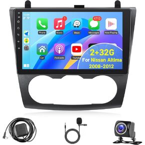 ستيريو أندرويد سيارات لنيسان ألتيما 2008 2009 2010 2011 2012 مع Apple Carplay Android Auto ، شاشة 9 بوصات لنيسان Altima مع GPS Mavigation Bluetooth WiFi Camera (Manual A/C)