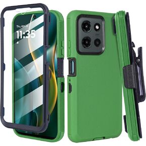Compatible for Motorola Moto G Play (2025) / Moto G-Power-5G-2025, Built in Screen Protector, Belt Clip Holster Heavy Duty Defender Case Dustproof Shockproof Protection (Black)