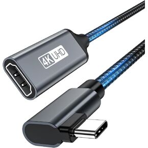 USB C to HDMI Adapter 4K, [Anti-Interference Gold Nickel Plated Connector] 90° Elbow Thunderbolt 3/4 withiPad Pro/Air, MacBook Pro/Air, Air, iMac, Galaxy, Surtern
