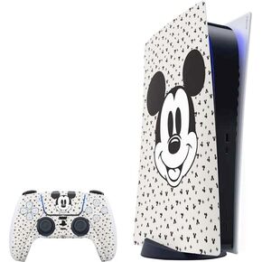 Skinit Decal Gaming Skin Compatible with PS5 Bundle - Officially Licensed Disney Mickey Mouse Black and White Design