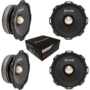 4 x American Bass Godfather Series 6.5'' 2400W 4 Ohm Midrange Speakers GF-6.5L-MR, Black (GF6.5LMR)