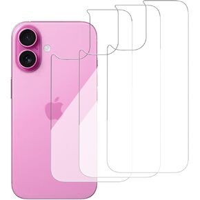 3 Pack Glass Back Screen Protector Compatible for iPhone 16 6.1-Inch [9H Hardness]-HD Back Tempered Glass, Scratch Resistant,Easy Install，Crystal Clear