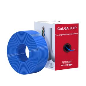 CAT6A CMP UTP 23AWG النحاس النقي الصلب ، كابل إيثرنت السائبة ، POE ++ ، 600 ميجا هرتز ، صندوق سحب لا تشابك (CAT6A ، الأزرق ، 100 متر)