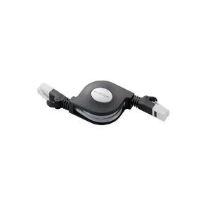Elecom LD-MCTGT/BK2 LAN Cable, 8.2 ft (2.5 m), Retractable CAT6, Black