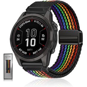 Yeahxing Quickfit-22mm Watch-Bands for Garmin-Fenix 8/7/6/5-Band - Magnetic Clasp Stretchy Braided Replacement Strap for Garmin Fenix-8 47mm/Fenix-7 Pro/Fenix-5 Plus/Fenix-6 Pro, MultipleColors