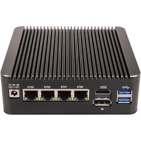 HUNSN Micro Firewall Appliance, Mini PC, OPNsense, VPN, Router PC, N100, RS34, 4 x 2.5GbE I226-V LAN, HDMI, DP, SIM Slot, Console, Type-C, 0 RAM, 0 Storage, Barebone No System