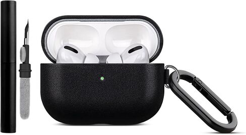 Lopie Handmade Series Airpods Pro Leather Case مع سلسلة مفاتيح ، ملفوفة بالكامل مع غطاء Case Case Case Cloy Case Clase Cloy ، Portable Shell Dust Prods Prods Pro-Black in Kuwait