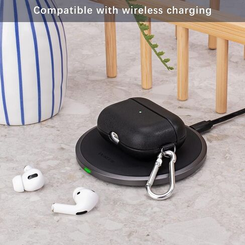Lopie Handmade Series Airpods Pro Leather Case مع سلسلة مفاتيح ، ملفوفة بالكامل مع غطاء Case Case Case Cloy Case Clase Cloy ، Portable Shell Dust Prods Prods Pro-Black in Kuwait