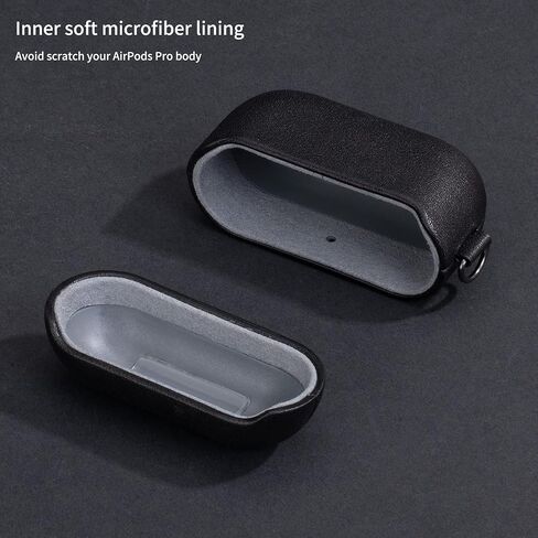 Lopie Handmade Series Airpods Pro Leather Case مع سلسلة مفاتيح ، ملفوفة بالكامل مع غطاء Case Case Case Cloy Case Clase Cloy ، Portable Shell Dust Prods Prods Pro-Black in Kuwait