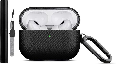 Lopie Handmade Series Airpods Pro Leather Case مع سلسلة مفاتيح ، ملفوفة بالكامل مع غطاء Case Case Case Cloy Case Clase Cloy ، Portable Shell Dust Prods Prods Pro-Black in Kuwait